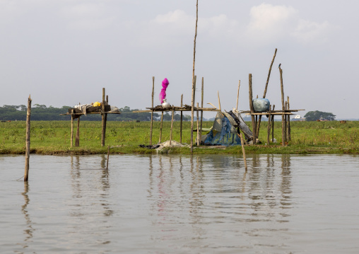 River gypsy belongings stocked on the bank, Barisal Division, Barisal, Bangladesh