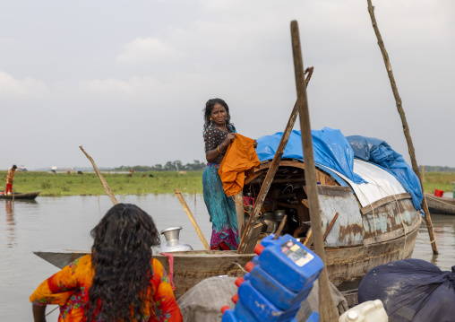 River gypsies living on their boats , Barisal Division, Barisal, Bangladesh