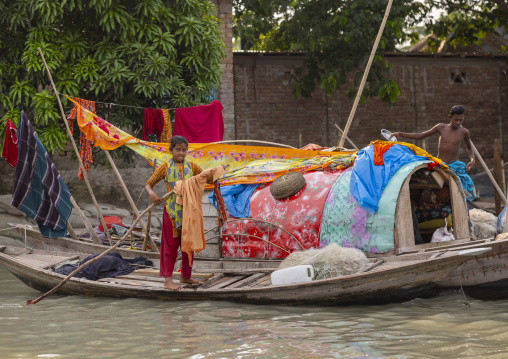 River gypsies living on their boats , Barisal Division, Barisal, Bangladesh