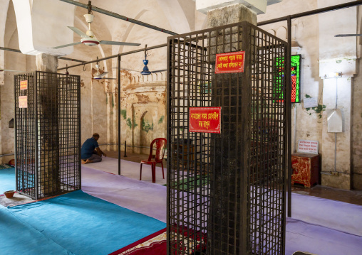 Fence around pilar to prevent people to put oil as belief in Qasba Mosque, Barisal Division, Gournadi, Bangladesh