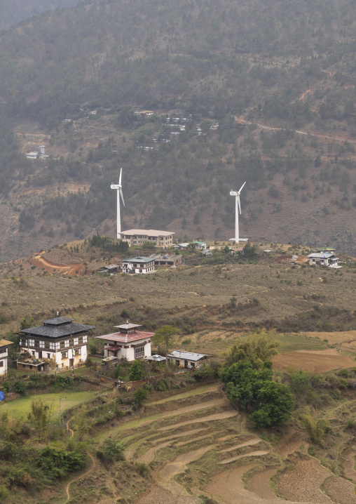 Sustainable energy wind turbine farm, Thedtsho Gewog, Wangdue Phodrang, Bhutan