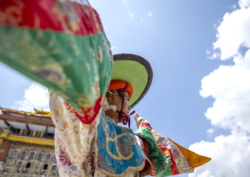 Dance of the hats during Ura Yakchoe festival, Bumthang, Ura, Bhutan