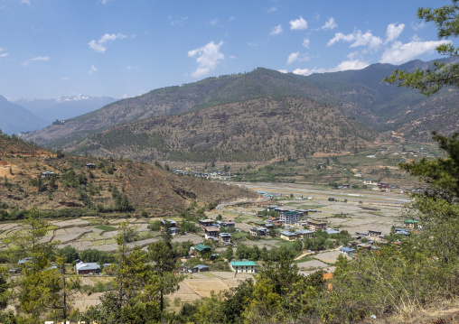 View of the town from the hill, Wangchang Gewog, Paro, Bhutan