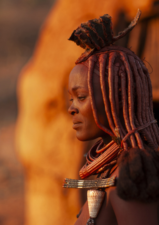 Portrait of a Himba tribe woman, Kunene region, Epupa, Namibia