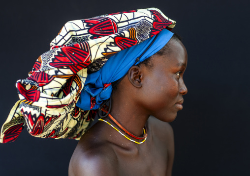 Mucubal tribe woman with the ompota headdress, Namibe Province, Virei, Angola