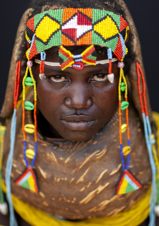 Mwila tribe woman with vilanda necklaces, Huila Province, Chibia, Angola