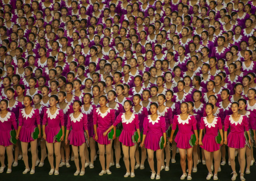 Gymnasts performing during arirang mass games, Directly governed city, Pyongyang, North Korea