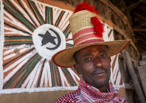 Portrait of a muslim man with tall hat, Kembata, Alaba, Ethiopia