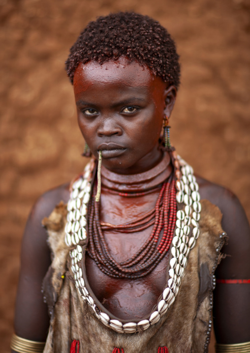 Portrait of a Hamer woman, Turmi, Omo valley, Ethiopia