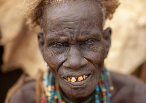 Senior Dassanech woman portrait, Omo valley, Omorate, Ethiopia