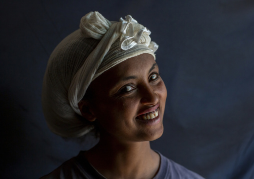 Portrait of a girl with a headscarf, Oromia, Gore, Ethiopia