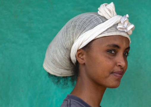 Portrait of a girl with a headscarf, Oromia, Gore, Ethiopia