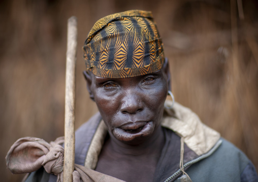 Tama tribe woman with stretched lip, Omo valley, Tum, Ethiopia