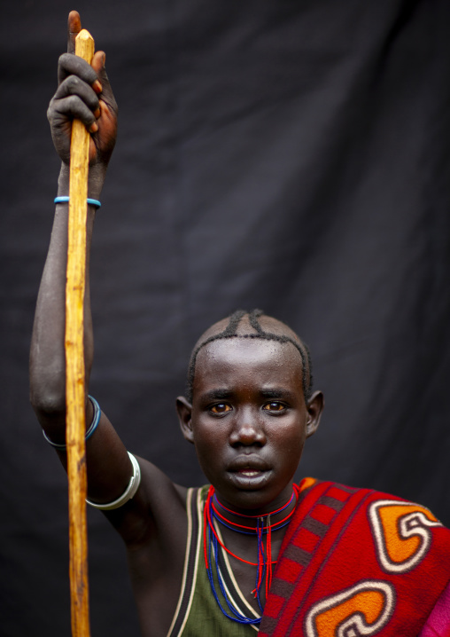 Menit tribe man with hairstyle portrait, Omo valley, Tum, Ethiopia
