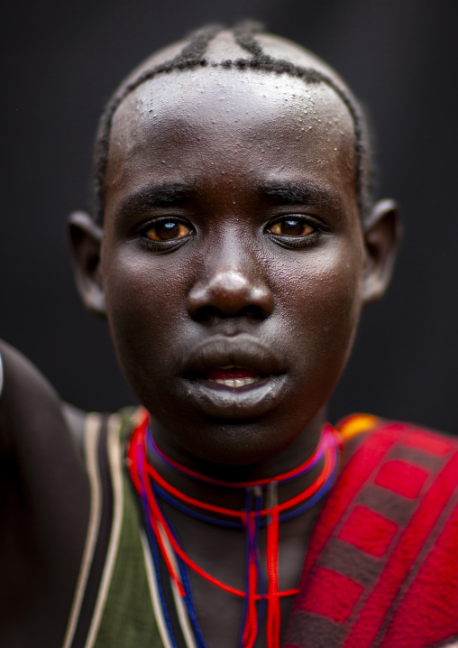 Menit tribe man with hairstyle portrait, Omo valley, Tum, Ethiopia