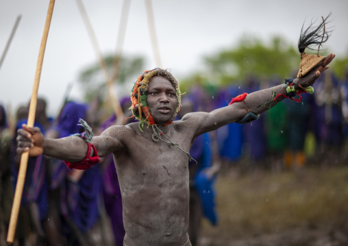 Donga stick fighter in Surma tribe, Omo valley, Kibish, Ethiopia