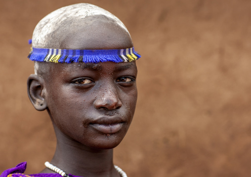 Bodi tribe girl with headband, Hana Mursi, Omo valley, Ethiopia