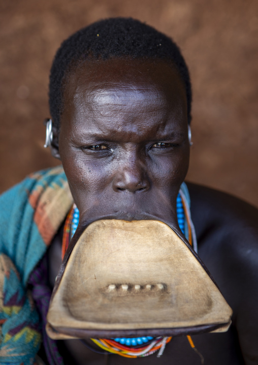 Suri tribe woman with a lip plate, Kibish, Omo valley, Ethiopia