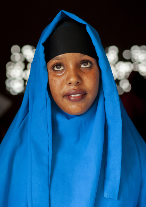 Portrait of a young woman looking up, Sahil region, Berbera, Somaliland