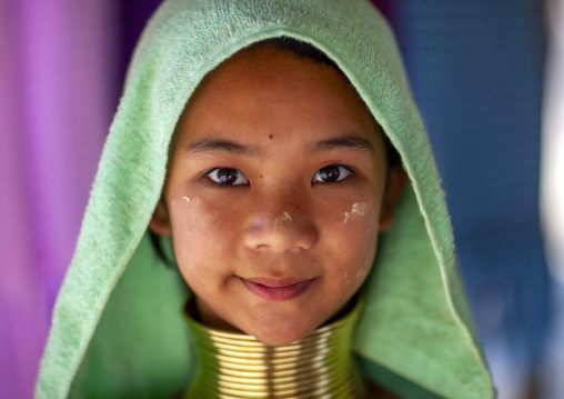 Portrait of a Long neck girl, Chang Rai, Mae hong son, Thailand