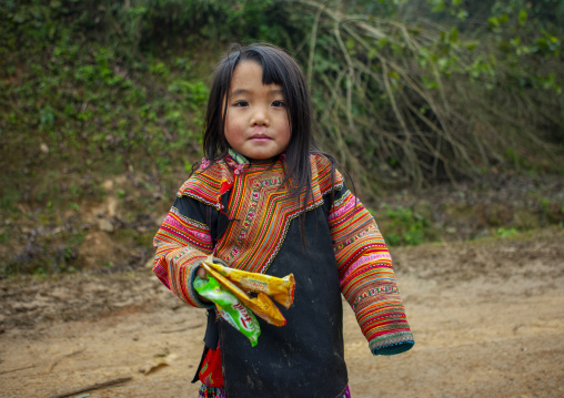 Young flower Hmong girl in traditional dress, Lao Cai province, Sapa, Vietnam