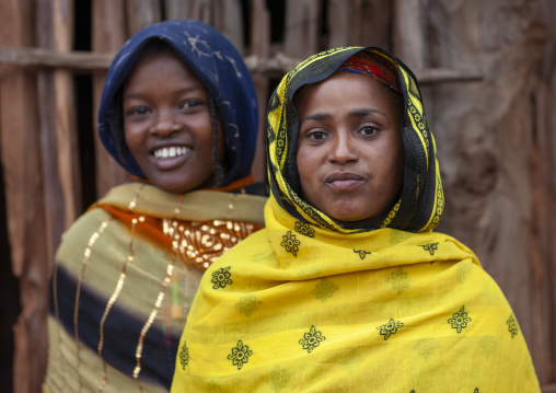 Two veiled borana teenage girls, Oromia, Soda, Ethiopia