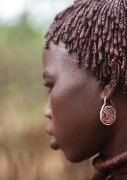 Hamer tribe woman with metal earring, Omo valley, Turmi, Ethiopia