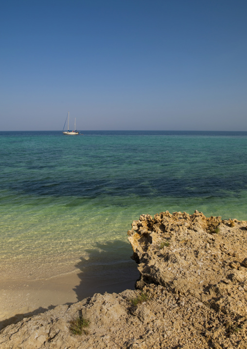 Tourist boat on Dahlak archipelago, Northern Red Sea, Dahlak, Eritrea