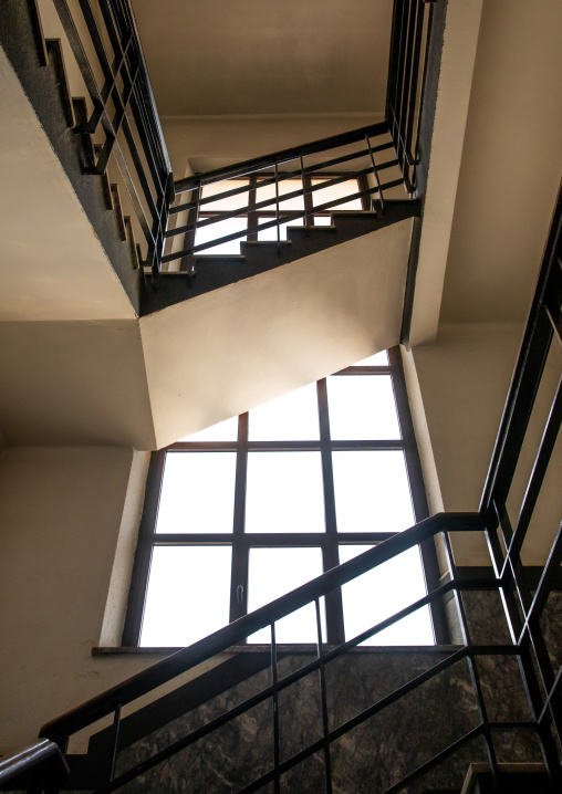 Old art deco style stairs from the italian colonial times, Central region, Asmara, Eritrea