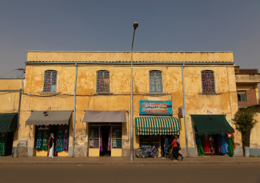 Exterior of old art deco style building from the italian colonial times, Central region, Asmara, Eritrea