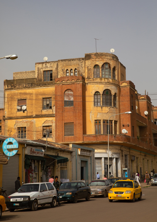 Exterior of old art deco style building from the italian colonial times, Central region, Asmara, Eritrea