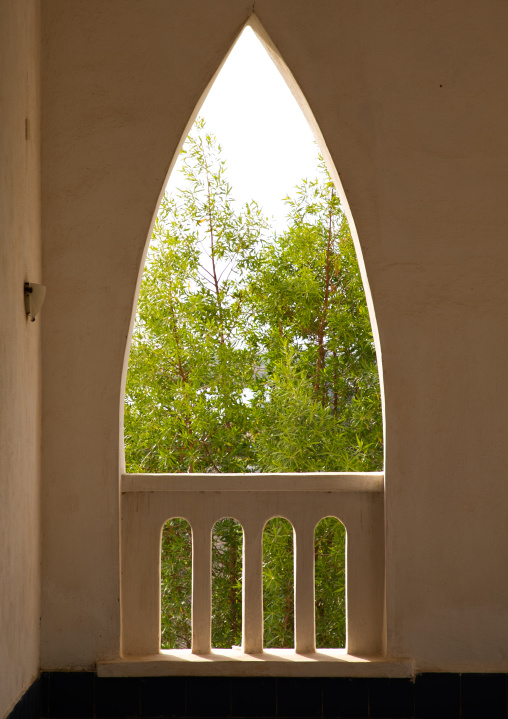 Window with an arabic shape in dahlak hotel, Northern Red Sea, Massawa, Eritrea