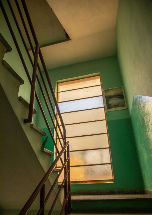 Old art deco style stairs from the italian colonial times, Central region, Asmara, Eritrea