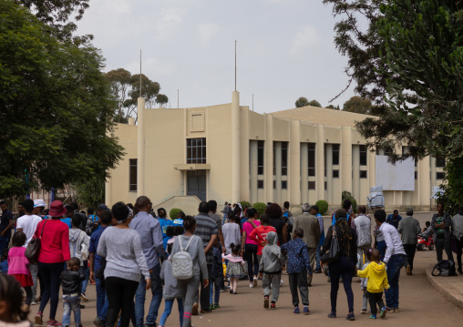 Exterior of old art deco style building at expo from the italian colonial times, Central region, Asmara, Eritrea