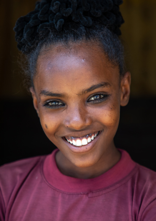 Portrait of a beautiful Bilen young woman, Semien-Keih-Bahri, Elabered, Eritrea