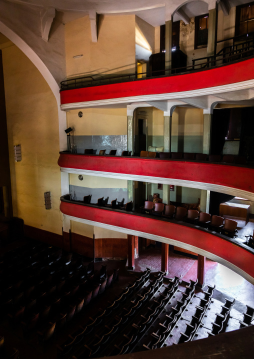 Balconies inside the old opera house from the italian colonial times, Central region, Asmara, Eritrea