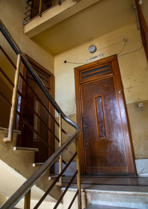 Old art deco style stairs from the italian colonial times, Central region, Asmara, Eritrea