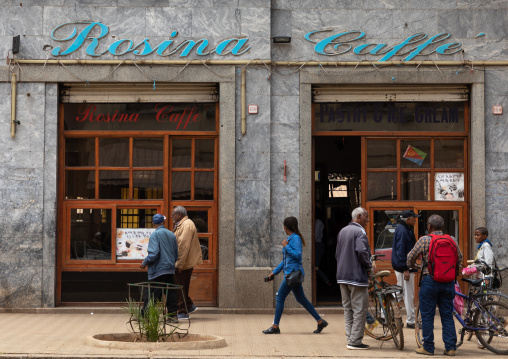 Eritrean people in front of rosina caffe, Central region, Asmara, Eritrea