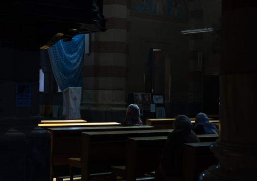 Eritrean women praying inside St Joseph Cathedral, Central region, Asmara, Eritrea