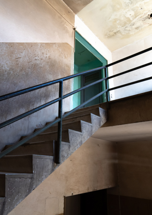 Stairs in an old italian colonial building, Central region, Asmara, Eritrea