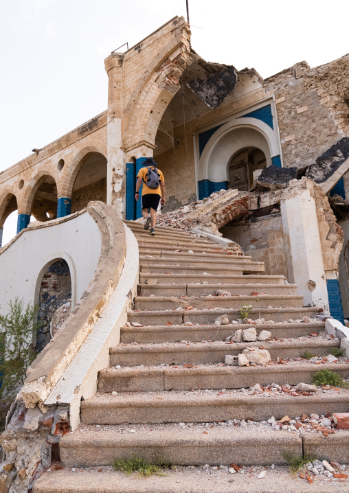 Ruins of the old palace of Haile Selassie with collapsed dome, Northern Red Sea, Massawa, Eritrea