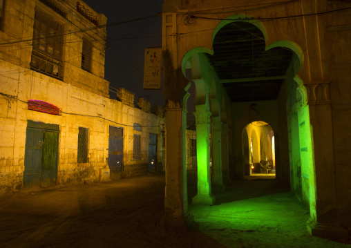 Old ottoman buildings at night, Northern Red Sea, Massawa, Eritrea