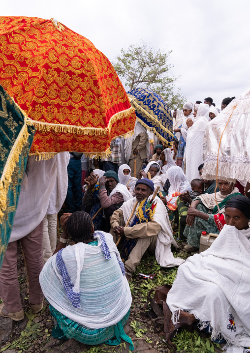 Orthodox celebration in Bilbaia Giorgis Rock Hewn Church, Amhara Region, Lalibela, Ethiopia
