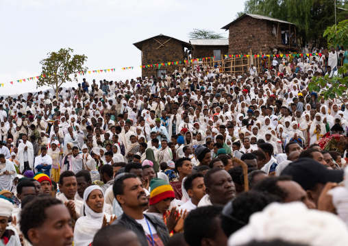 Orthodox celebration in Bilbaia Giorgis Rock Hewn Church, Amhara Region, Lalibela, Ethiopia