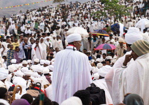 Orthodox celebration in Bilbaia Giorgis Rock Hewn Church, Amhara Region, Lalibela, Ethiopia