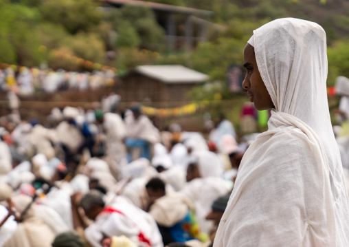 Orthodox celebration in Bilbaia Giorgis Rock Hewn Church, Amhara Region, Lalibela, Ethiopia