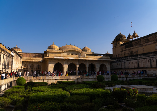 Tourist in Amber Fort garden, Rajasthan, Amer, India
