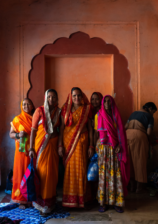 Rajasthani women in Galtaji temple, Rajasthan, Jaipur, India