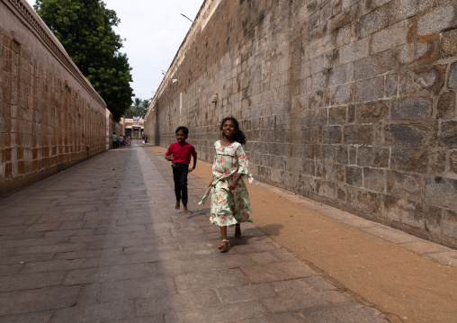 Children running in Sri Ranganathaswamy Temple, Tamil Nadu, Tiruchirappalli, India
