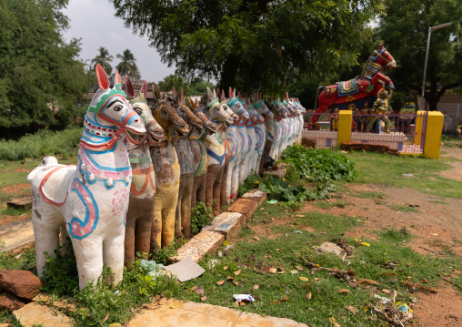 Terracotta Horses gifts to the god Aiyanar, Tamil Nadu, Karaikudi, India